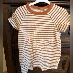 Rylee + Cru Orange and Cream Striped Kids Romper
